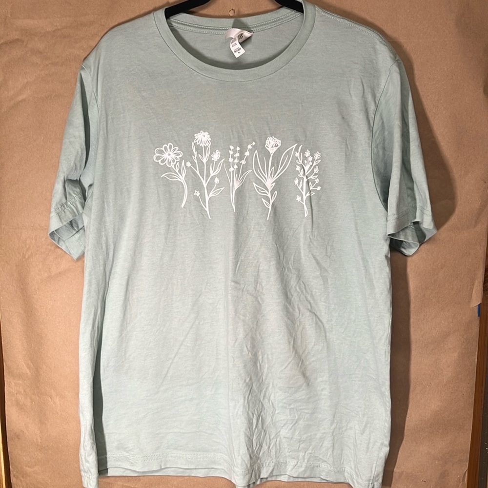 Bella+Canvas sage green with plant print